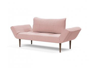 Zeal Daybed in Dusty Coral Fabric by Innovation w/Wooden Legs [INSB-Zeal Deluxe-Wood 570]