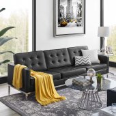 Loft Sofa in Black Faux Leather by Modway w/Options
