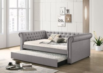 Justice Daybed 39435 in Smoke Gray Fabric by Acme w/Trundle [AMB-39435 Justice]