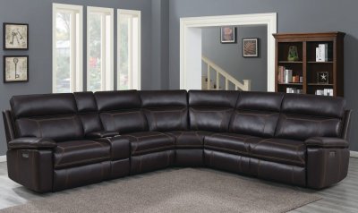 Albany Power Sectional Sofa 603290PP in Dark Brown by Coaster