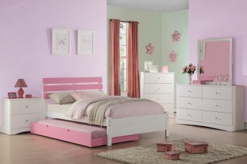 F9323 Kids Bedroom Set 4Pc in White & Pink by Boss w/Options [PXBS-F9323]