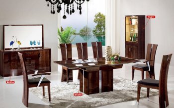 DT21A Dining Room 10Pc Set in Dark Brown High Gloss by Pantek [PKDS-DT21A]