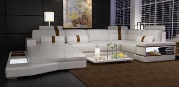 Massimo Sectional Sofa 6104 in White Bonded Leather by VIG [VGSS-6104 Massimo White]