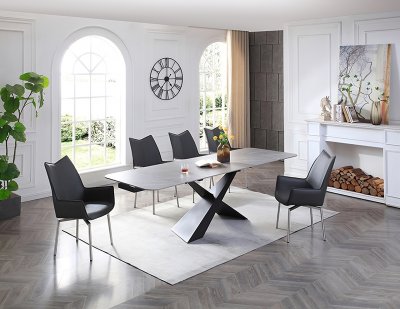 9422 Dining Table by ESF w/Optional 1218 Dark Gray Chairs
