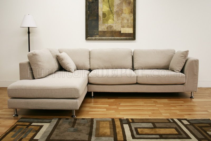 Twill Fabric Modern Sectional Sofa, Cream Sectional Sofa Modern