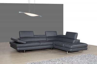 A761 Slate Grey Leather Sectional Sofa by J&M