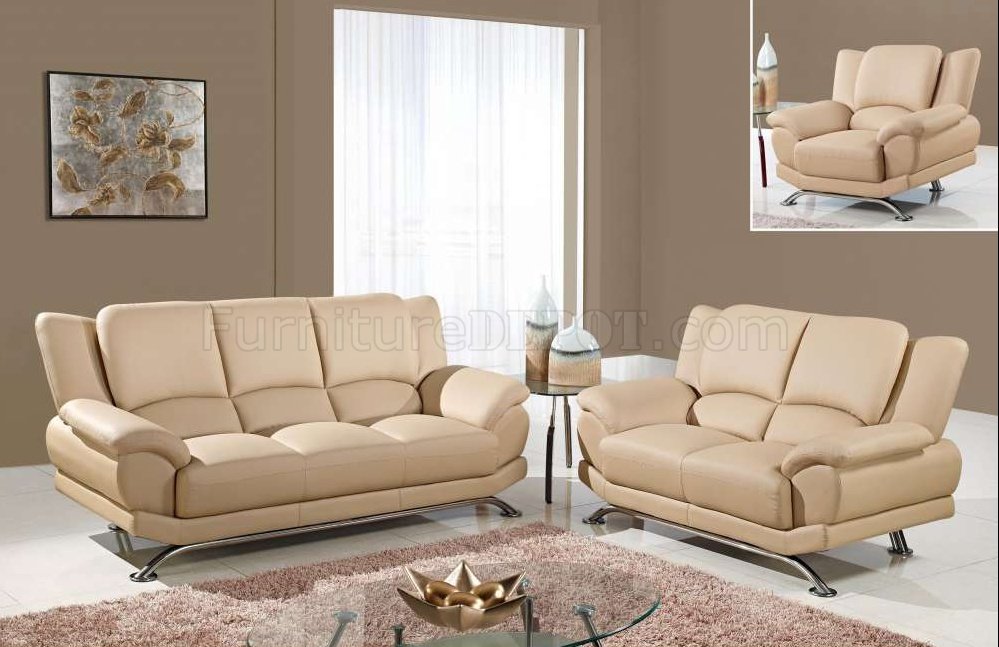 U9908 Sofa in Beige Bonded Leather by Global w/Options - Click Image to Close