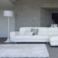 White Leather Modern Sectional Sofa w/Tufted Sides & Steel Legs
