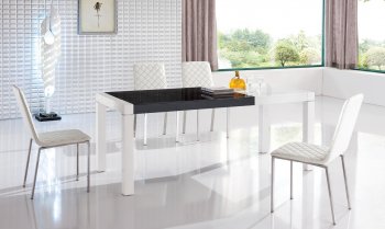 White & Black Finish Modern Extendable Dining Table w/Options [EFDS-62-692]