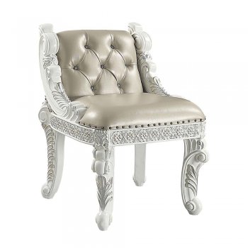 Vanaheim Chair BD00675 in Beige PU & Antique White by Acme [AMAC-BD00675 Vanaheim]