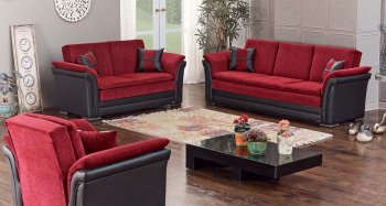 Austin Sofa Bed Convertible in Red & Black by Empire w/Options [MYSB-Austin]