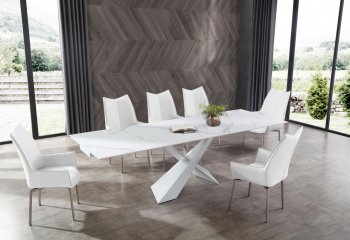 9113 Dining Table in White by ESF w/Optional 1218 White Chairs [EFDS-9113-1218 White]