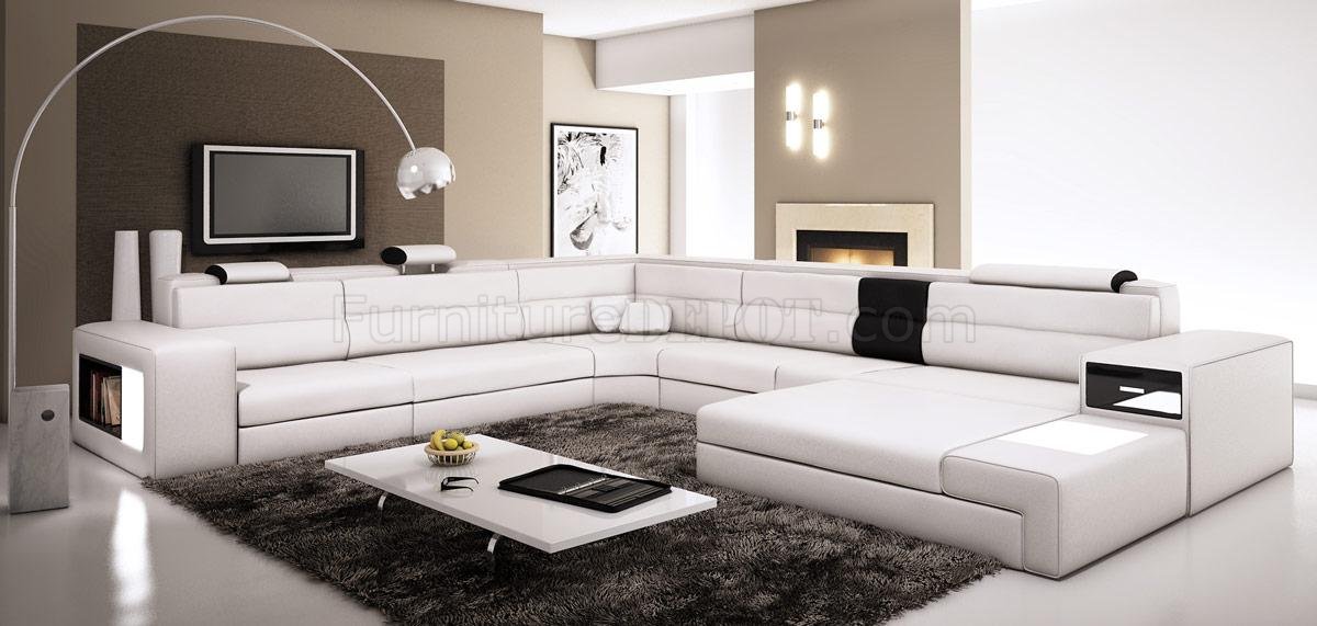 Polaris Sectional Sofa in White Bonded Leather by VIG Furniture