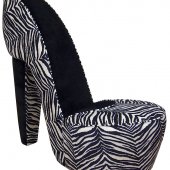 Black & White Zebra Fabric Modern Stylish High-Heel Shoe Chair