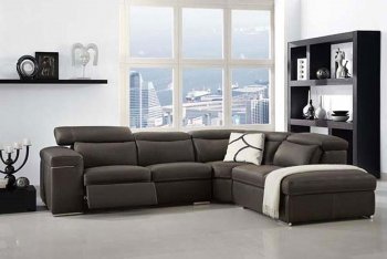 Dark Grey Full Italian Leather Modern Sectional Sofa [CVSS-Otto]