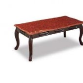 Dark Cherry Finish Classic Coffee Table w/Brown Faux Marble Top
