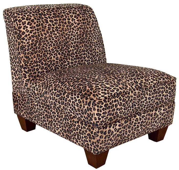 Leopard Fabric Modern Armless Chair w/Wooden Legs - Click Image to Close