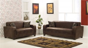 Brown Suede Modern Sofa w/Optional Loveseat & Chair [RNS-Aspendos Brown]