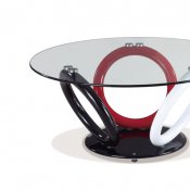 Clear Glass Top & Tri-Tone Metal Base Modern Coffee Table