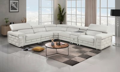 378 Sectional Sofa in Light Gray Leather by ESF