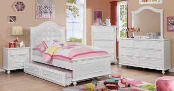 Olivia CM7155WH 4Pc Kids Bedroom Set in White w/Options [FAKB-CM7155WH-Olivia]