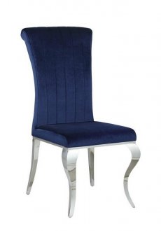 Carone Dining Chair Set of 4 105077 Ink Blue Velvet by Coaster