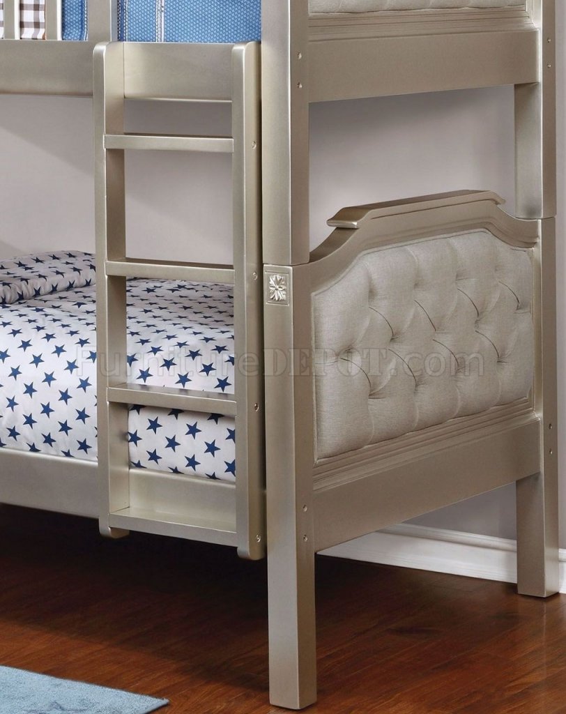 Beatrice Bunk Bed Cm Bk717 In Champagne, Upholstered Headboard Bunk Beds
