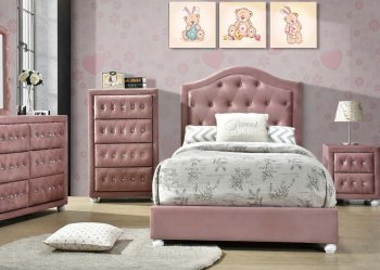 Reggie Kids Bedroom 4Pc Set 30820 in Pink Fabric w/Options [AMKB-30820 Reggie]