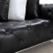 Black Button Tufted Leather Modern Sectional Sofa w/Steel Legs