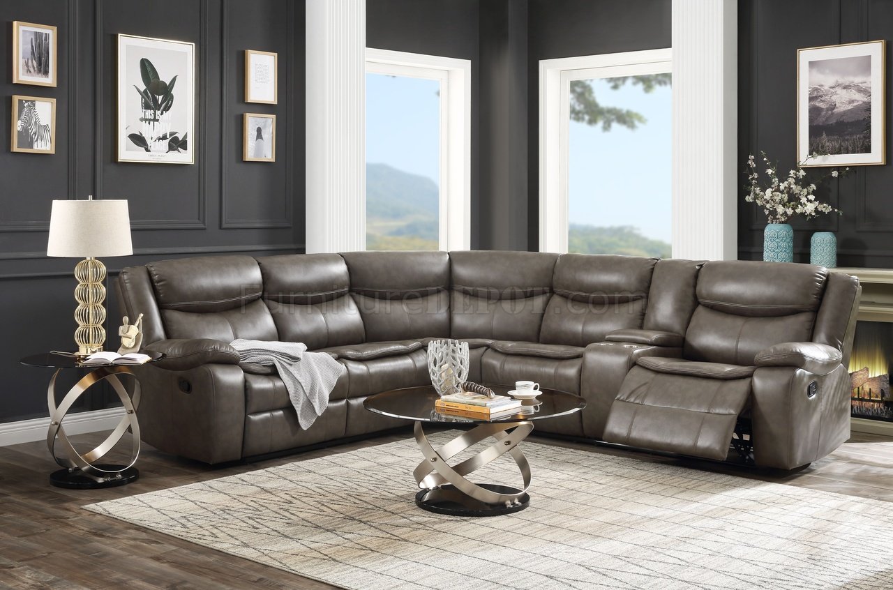 Tavin Motion Sectional Sofa 52540 In, Taupe Leather Sectional