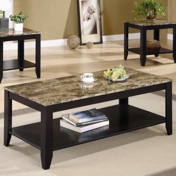 Marble-Like Top & Cappuccino Finish Modern 3Pc Coffee Table Set [CRCT-700155]