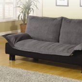 Grey Microfiber Modern Convertible Sofa Bed w/Black Base