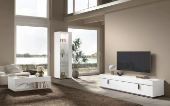 Carrara TV Stand in High Gloss White by ESF w/Options [EFWU-Carrara White]