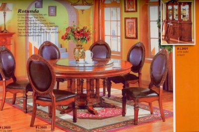 Warm Brown Finish Classic Formal Dining Table w/Optional Items