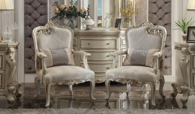 Picardy Chair 56883/56884 in Antique Pearl Fabric by Acme