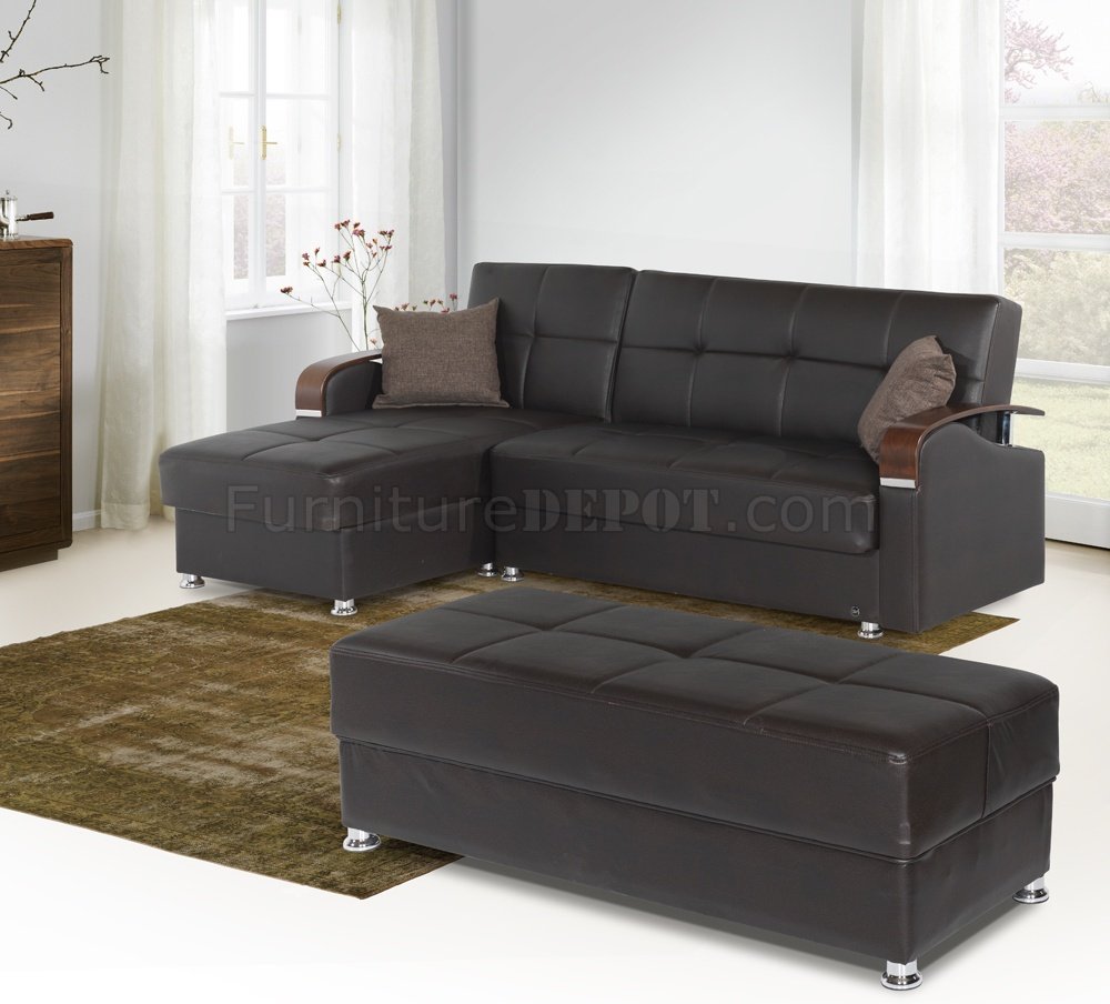 Soho Sectional Sofa in Brown Bonded Leather by Rain w/Options - Click Image to Close