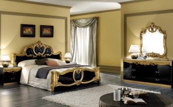 Barocco Black & Gold Two-Tone Bedroom w/Optional Case Goods [EFBS-Barocco-Black-Gold]