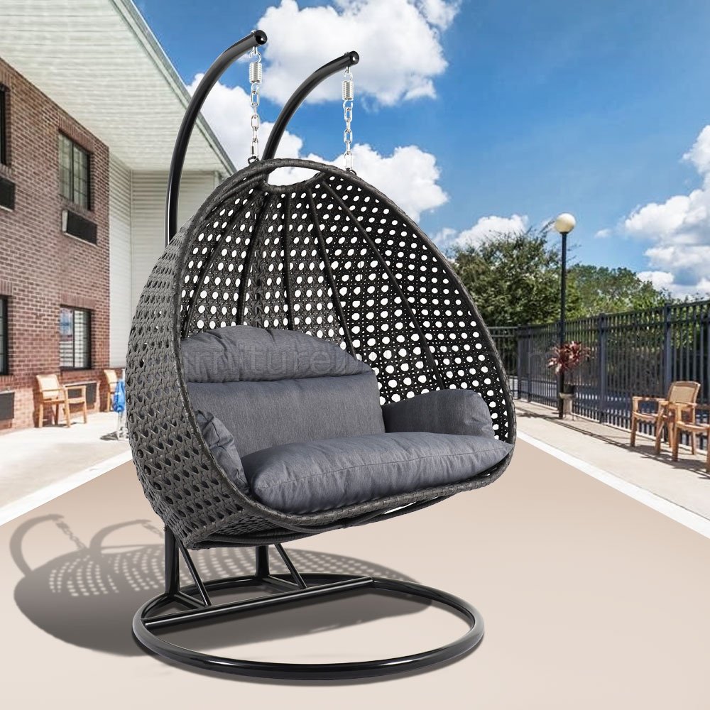 Wicker Hanging Double Egg Swing Chair ESC57CBU by LeisureMod