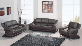 Gray Leather Upholstery Contemporary Stylsh Living Room [GFS-982 Gray]