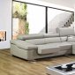 Grey Full Leather Modern Sectional Sofa w/Adjustable Headrests