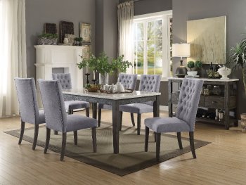 Merel Dining Room 7Pc Set 70165 in White Marble & Gray Oak by Ac [AMDS-70165-Merel]