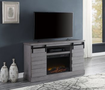 Amrita TV Stand w/Fireplace 91616 in Gray Oak by Acme [AMTV-91616 Amrita]