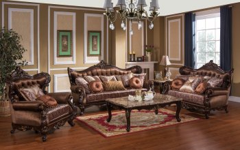 Aroma Traditional Fabric Sofa & Loveseat Set in Brown [ADS-Aroma]