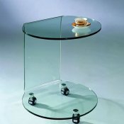 Clear Glass Artistic Portable Coffee Table W/Casters