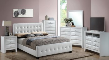G2587 Bedroom in White by Glory w/Upholstered Bed & Options [GYBS-G2587-G1570F White]