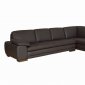Brown Tufted Leather Right Facing Chaise Modern Sectional Sofa