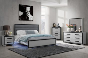 Amelia Bedroom Set 5Pc in Gray & Black by Global w/Options [GFBS-Amelia Gray Black]