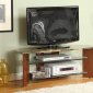 Faux Marble Top & Walnut Wood Finish Modern TV Stand