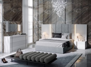 Hellen Bedroom in White & Gray by ESF w/Light & Options [EFBS-Hellen]