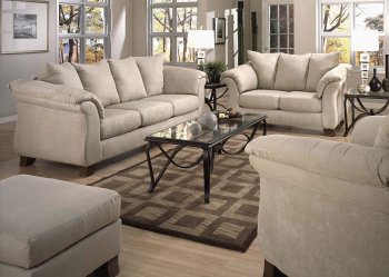 Stone Microfiber Modern Sofa & Loveseat Set w/Optional Items [AFS-4600-Stone]